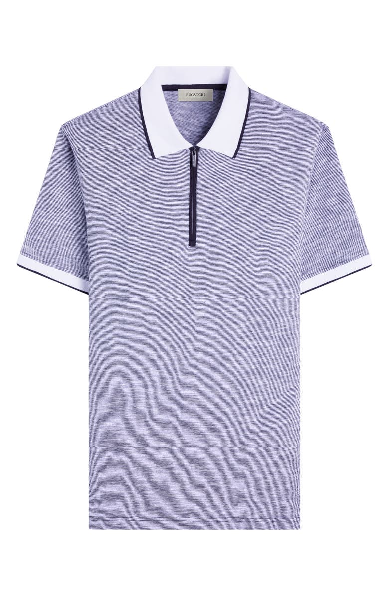 Bugatchi Cotton & Linen Quarter Zip Polo, Alternate, color,