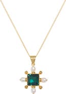 Freya Rose Green Quartz Cross Necklace