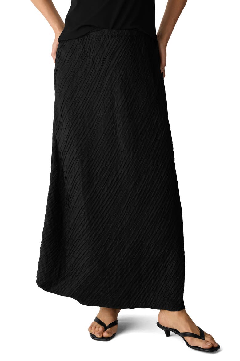 Stretch Silk Bias Cut Midi Skirt, Main, color, BLACK