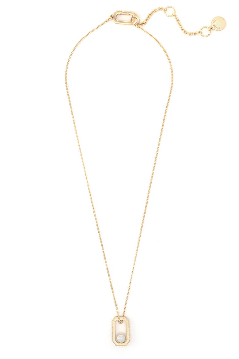 Ellie Hex Faux Pearl Square Pendant Necklace, Alternate, color, PEARL/ GOLD