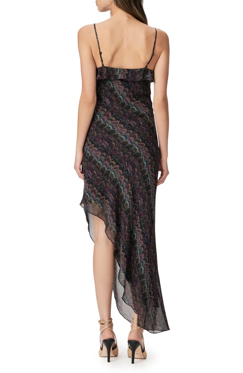 PAIGE Lilian Ruffle Sleeveless Asymmetric Silk Maxi Dress, Alternate, color,
