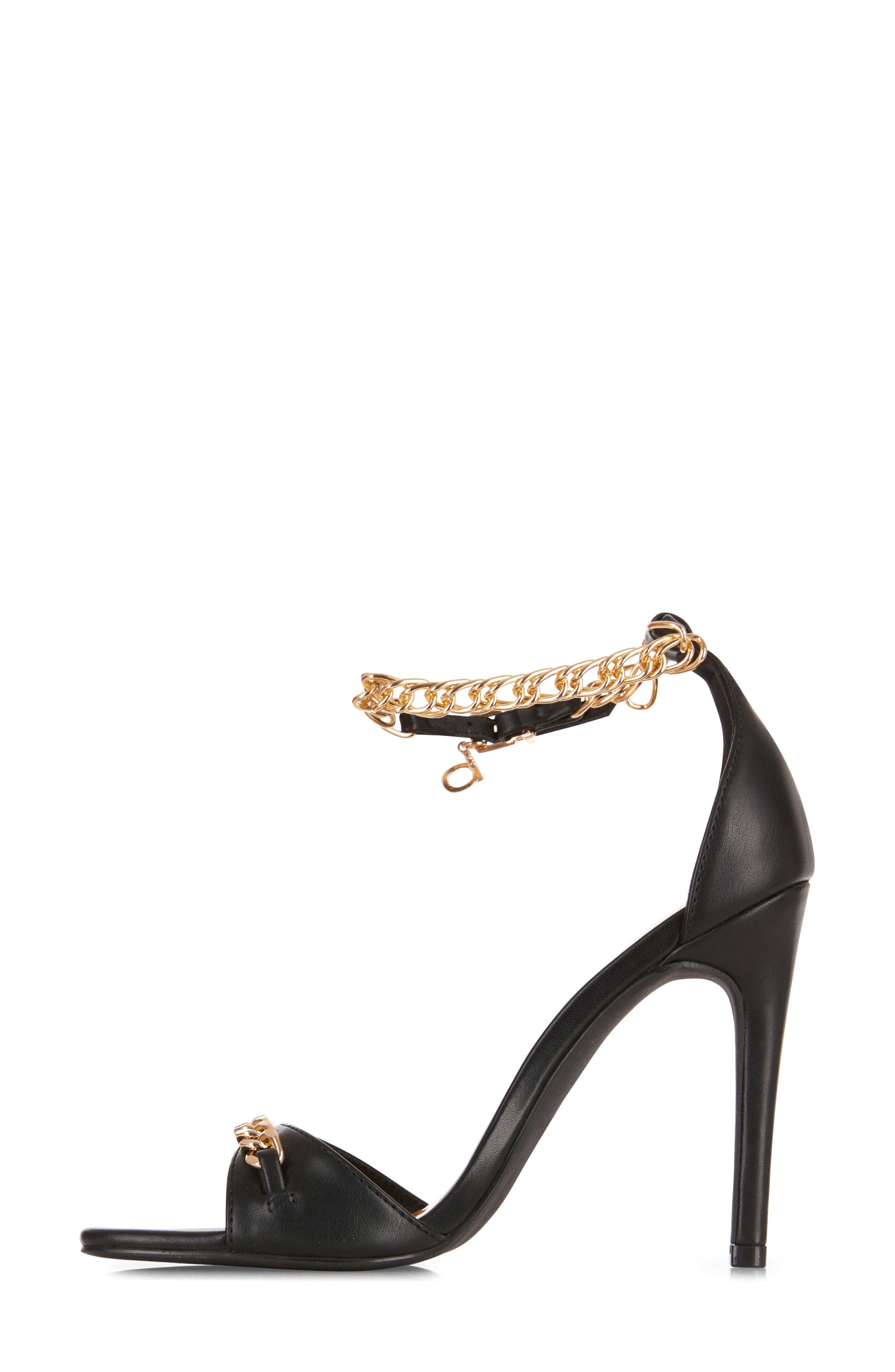 bebe Chain Trim Stiletto Sandal, Alternate, color, 