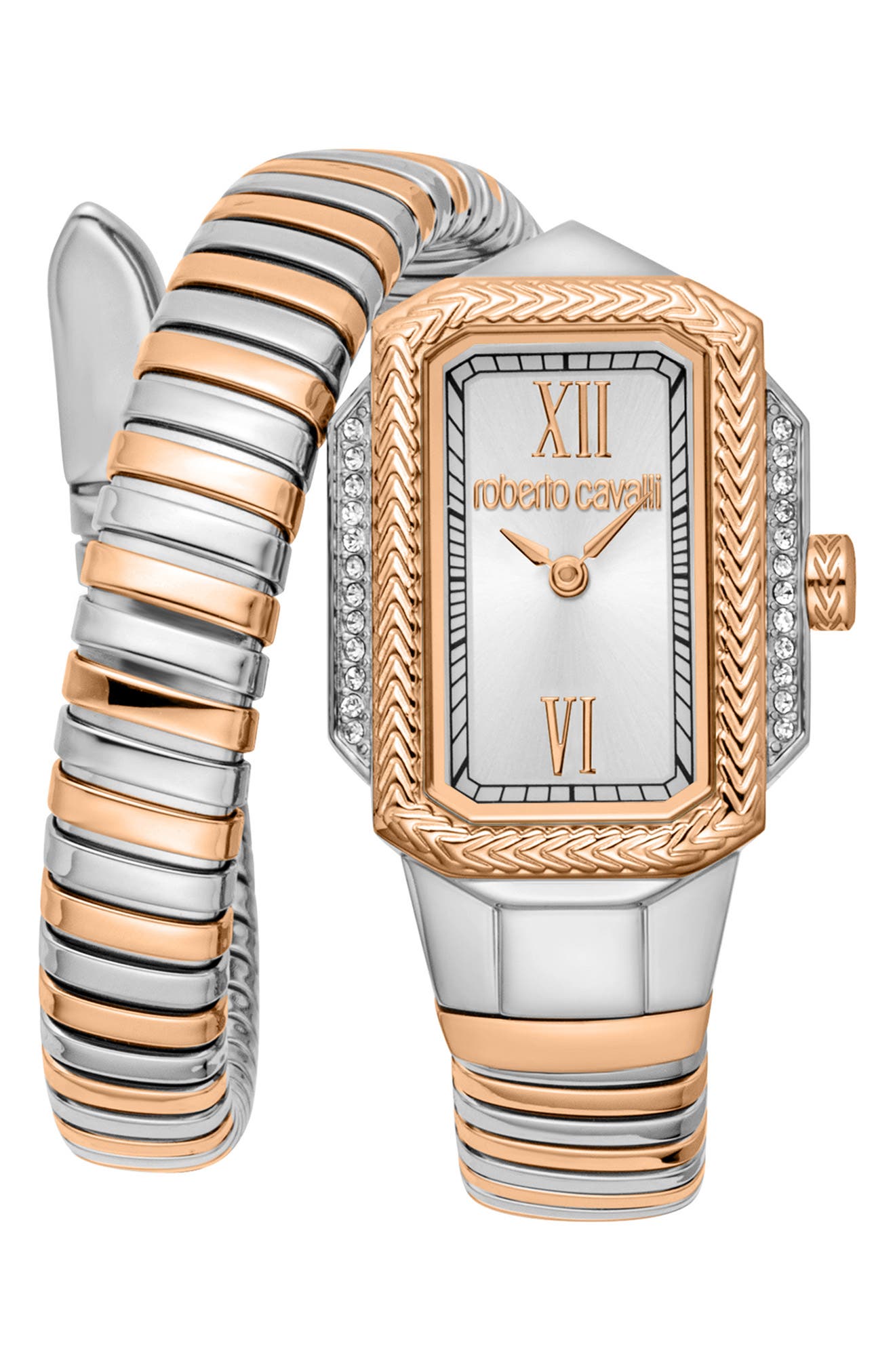 Roberto Cavalli Vera Snake Wraparound Bracelet Watch, 22mm x 32mm