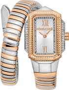 Roberto Cavalli Vera Snake Wraparound Bracelet Watch, 22mm x 32mm