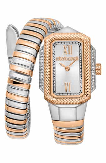 Roberto Cavalli Vera Snake Wraparound Bracelet Watch, 22mm x 32mm