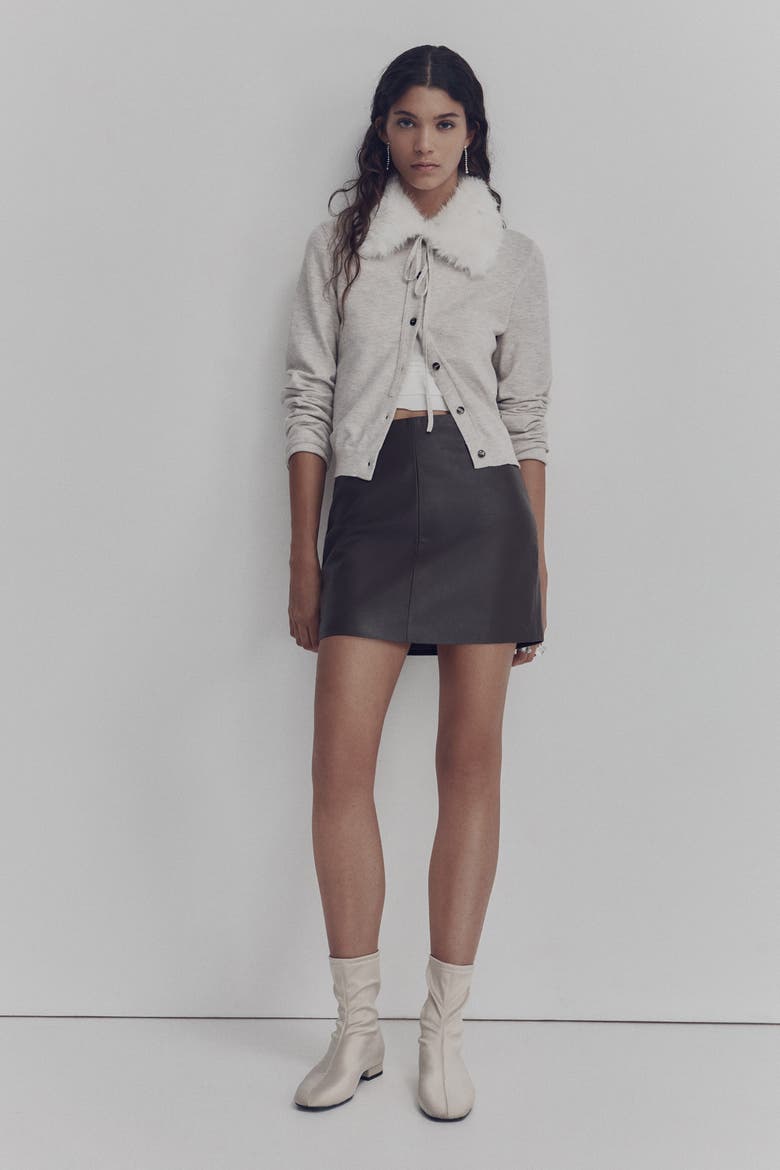 Collared Cardigan, Alternate, color, Light beige melange