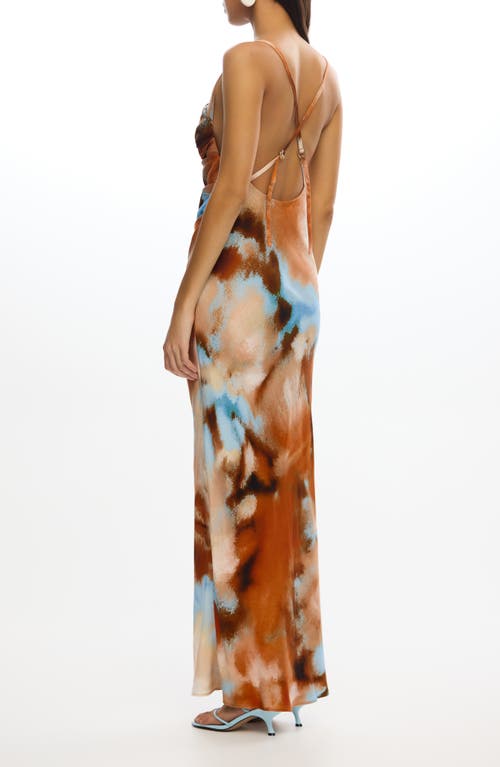 Significant Other Rhode Abstract Asymmetric Neck Gown In Brown