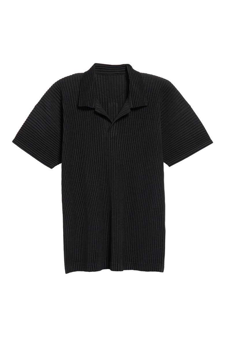 Basics Pleated Polo, Alternate, color, BLACK