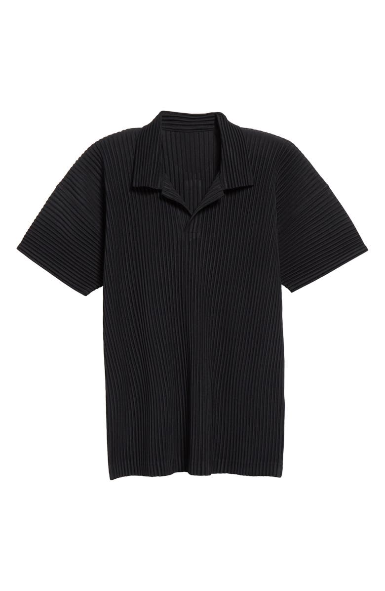 Homme Plissé Issey Miyake Basics Pleated Polo, Alternate, color, Black