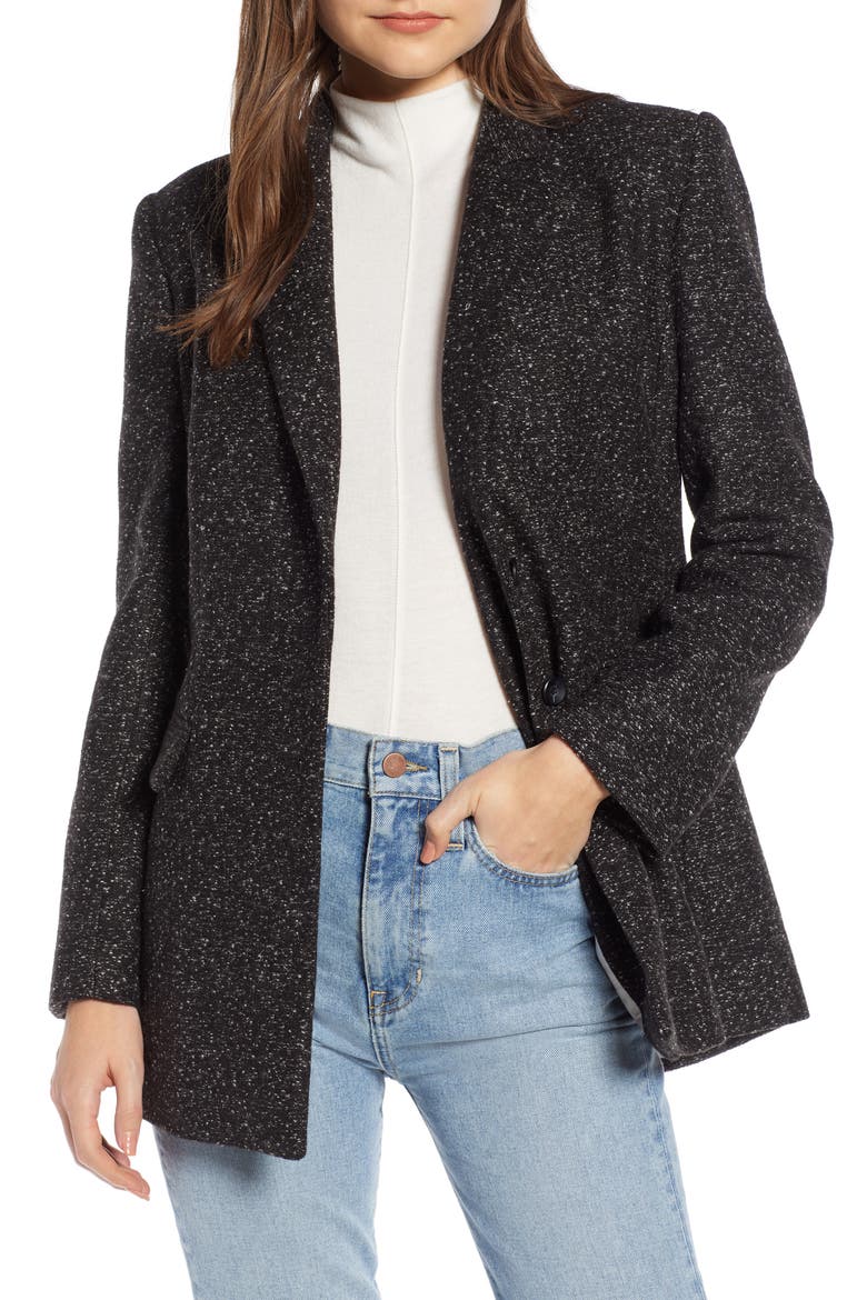 Bouclé Blazer (Nordstrom Exclusive), Main, color, BLACK COMBO