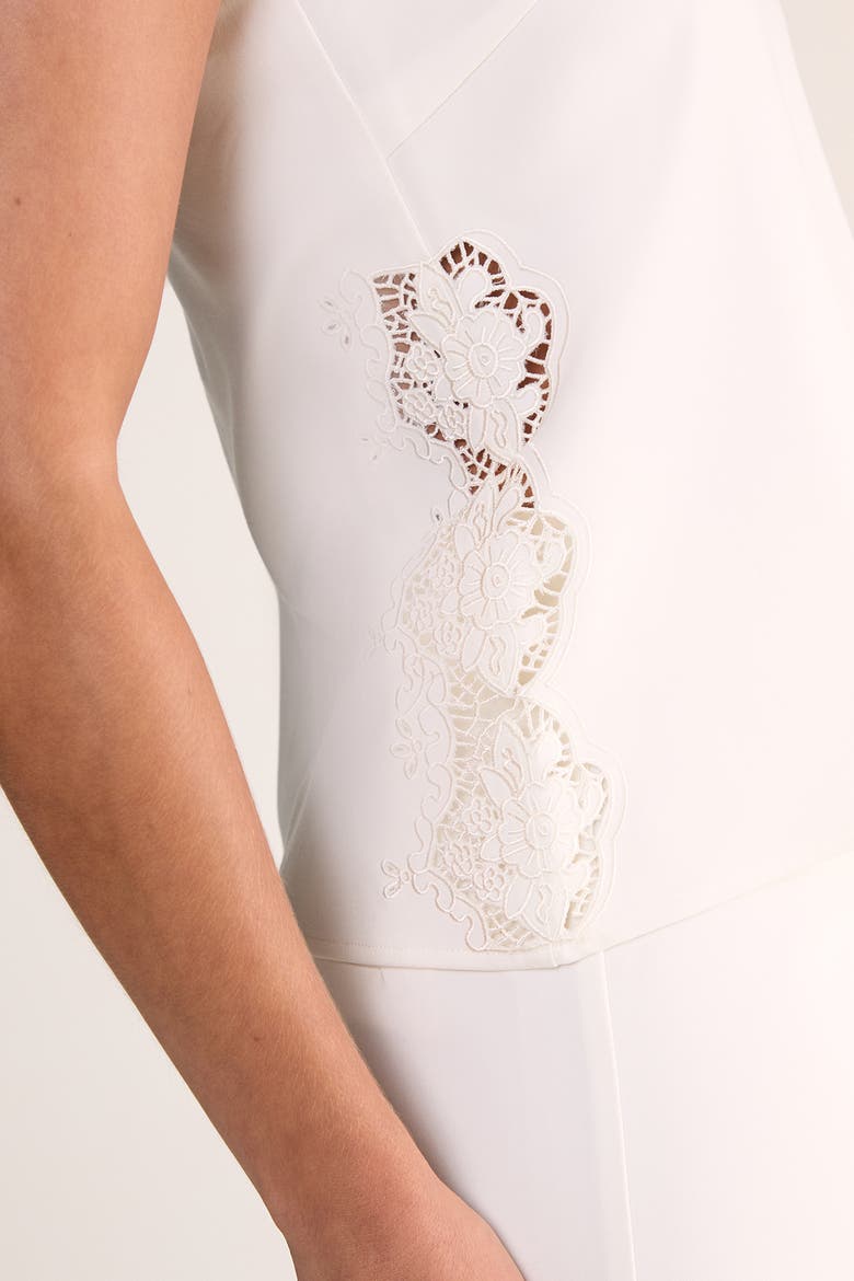 Tailored Cutwork Side Strappy Top, Alternate, color, White