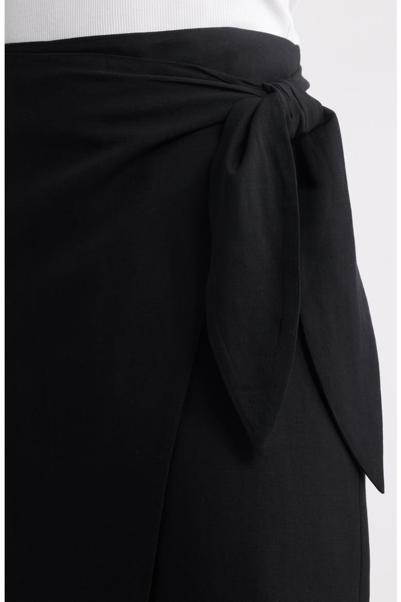 Midi Wrap Skirt, Alternate, color, BLACK
