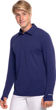 Coolibar Men's Arobello Golf Long Sleeve Polo, UPF 50+ Sun Protection