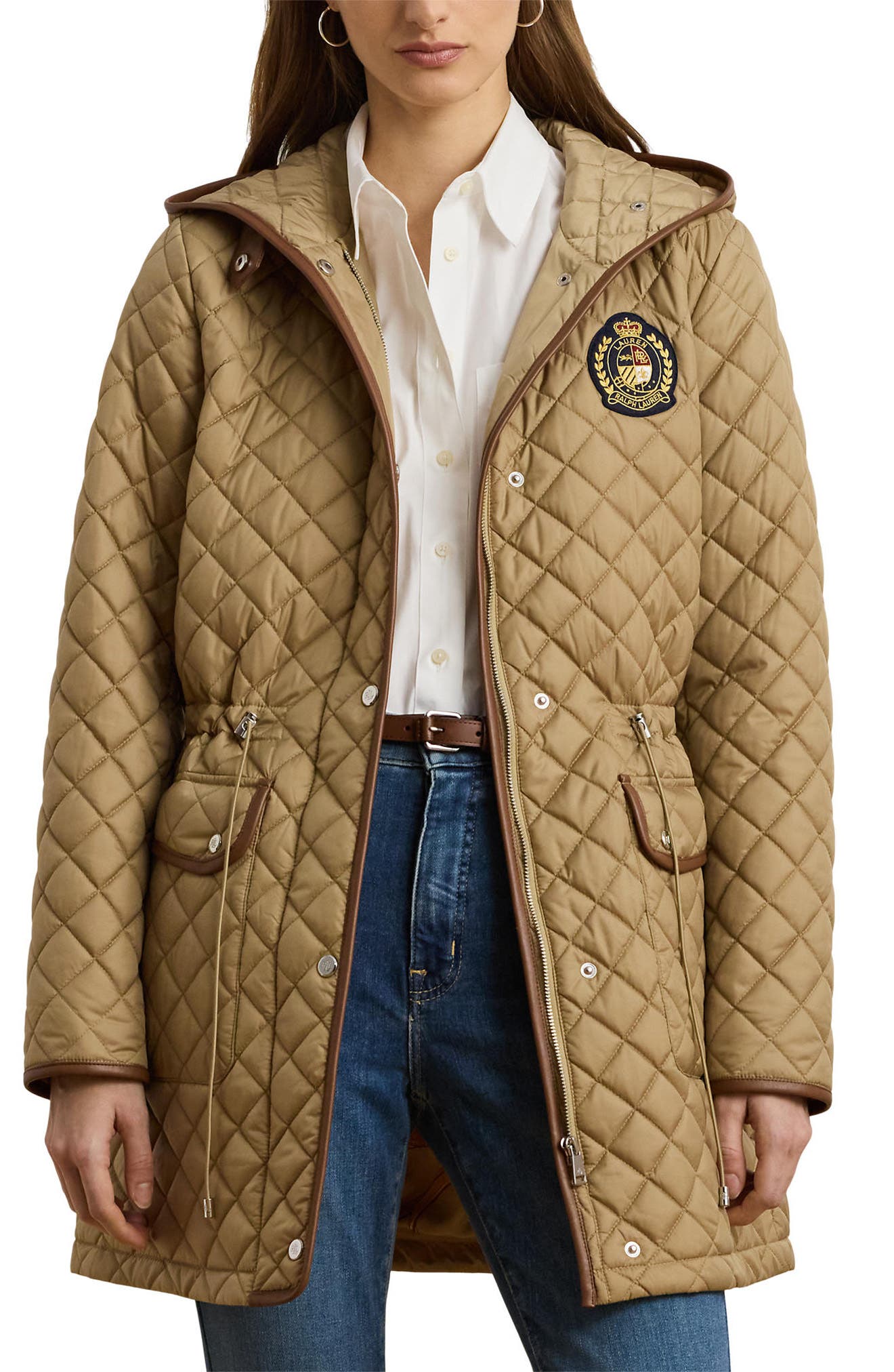 Lauren Ralph Lauren Logo Patch Quilted Coat