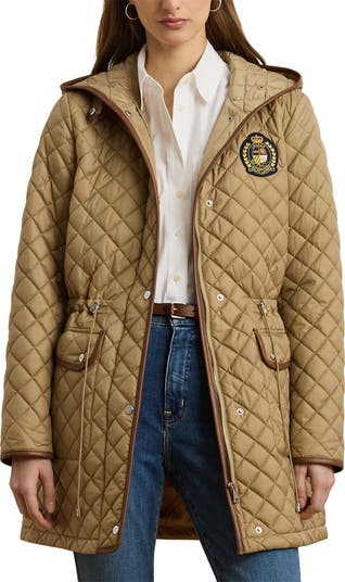 Lauren Ralph Lauren Logo Patch Quilted Coat | Nordstrom
