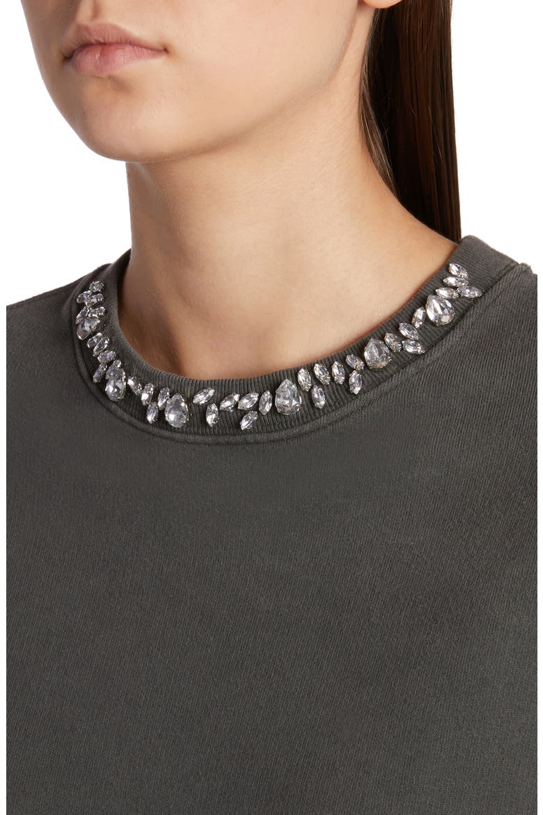 Women's Crystal Embellished Cotton Sweatshirt, Alternate, color, ANTHRACITE