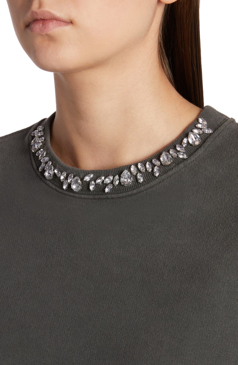 Golden Goose Women's Crystal Embellished Cotton Sweatshirt, Alternate, color, Anthracite