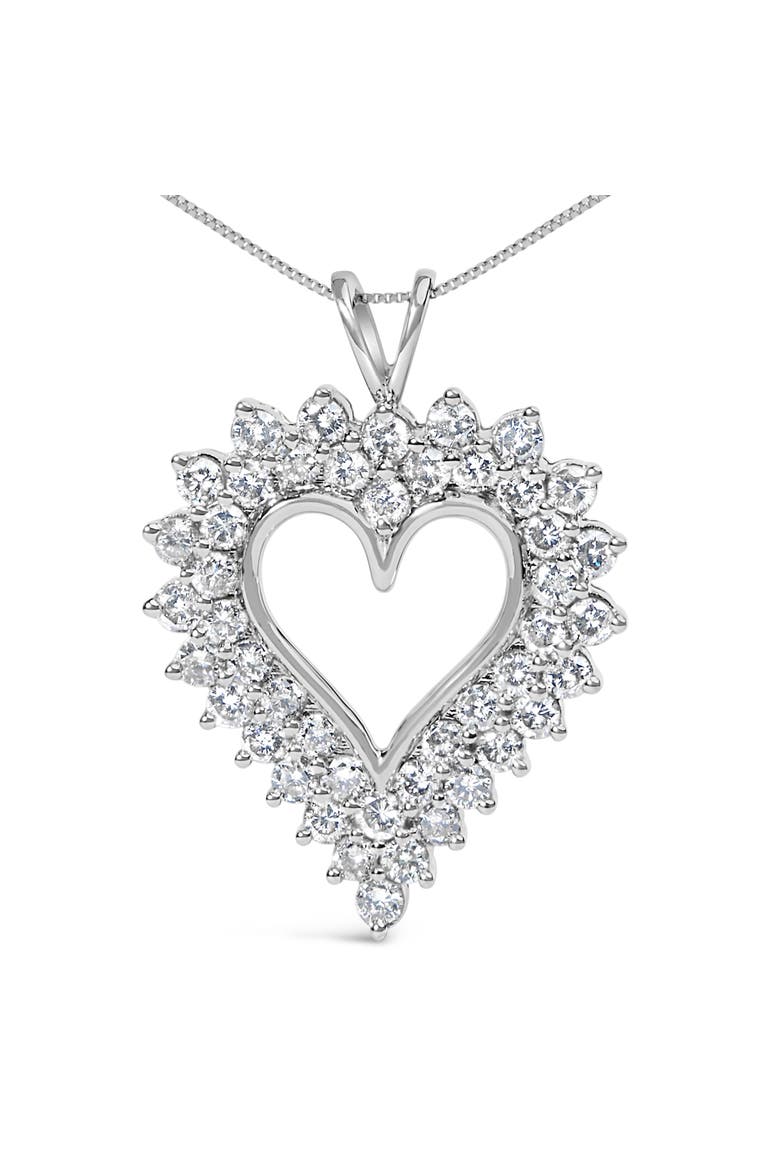 Silver 3.00 Cttw Diamond Cluster Heart 18" Pendant Necklace, Alternate, color, White