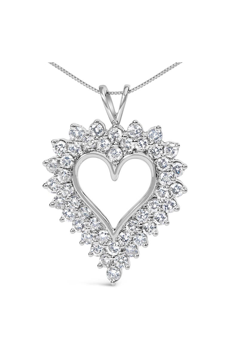 Haus of Brilliance Silver 3.00 Cttw Diamond Cluster Heart 18" Pendant Necklace, Alternate, color, White