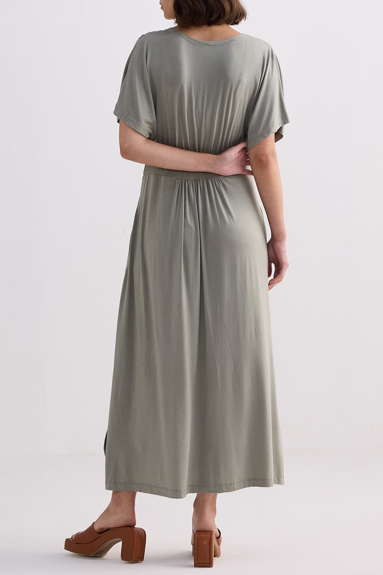 Flowy A-Line Maxi Dress with Side Slits, Alternate, color, Light Olive
