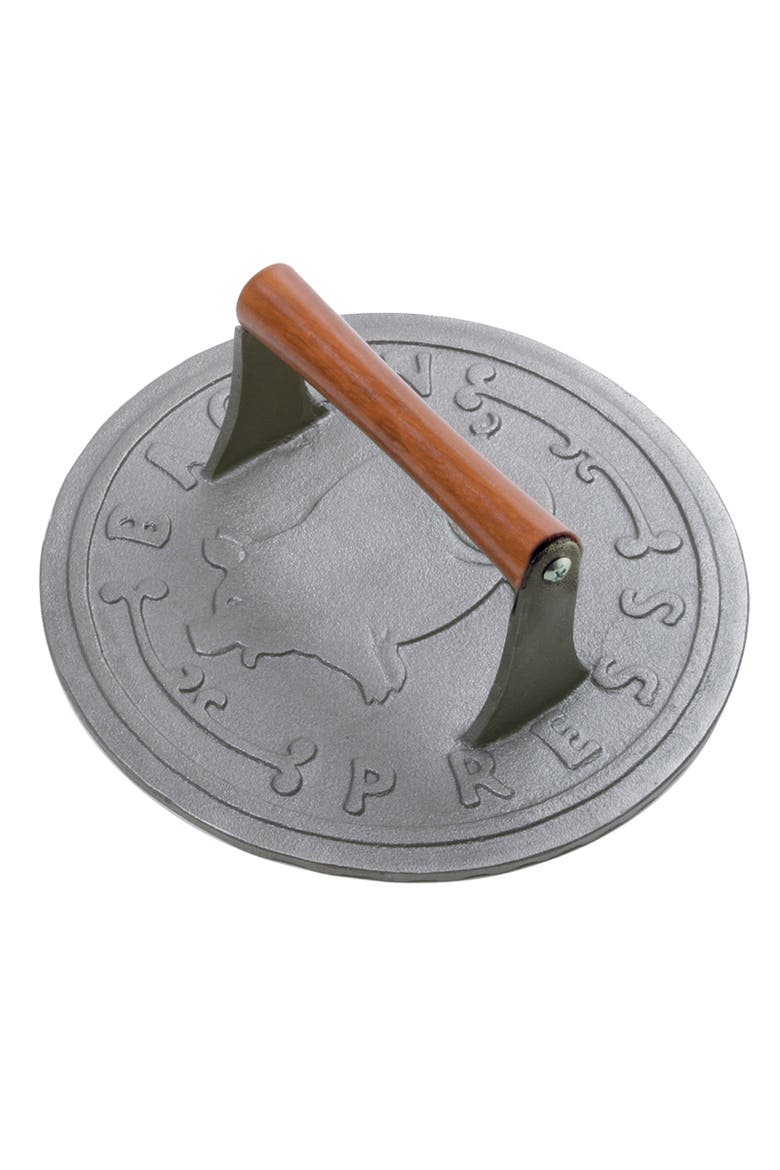 Round Cast Iron Bacon, Steak, and Burger Press, 8.75-Inch, Main, color, Silver