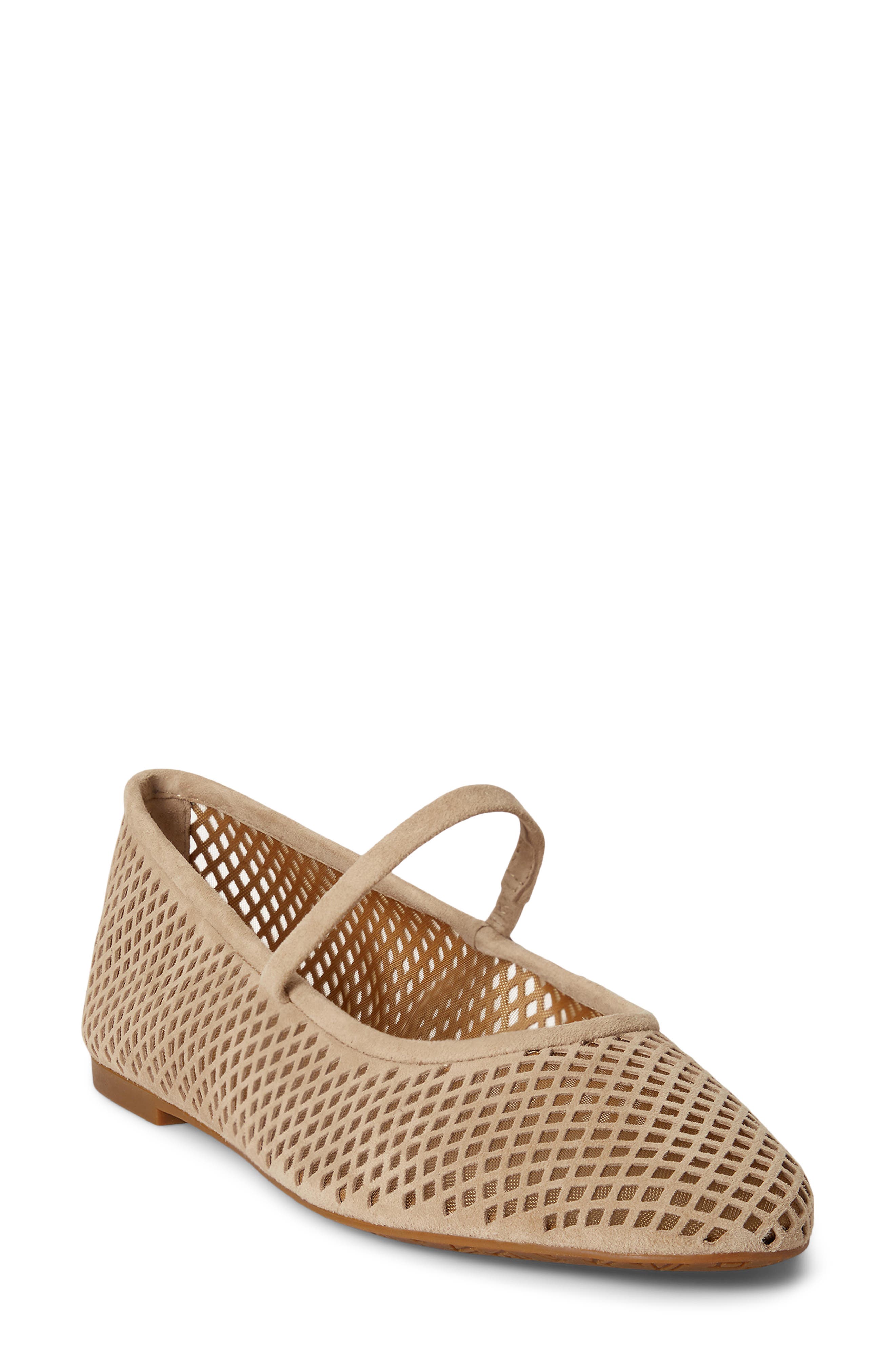 Ralph Lauren Jayna Perforated Mary Jane Flat, Main, color, Tan
