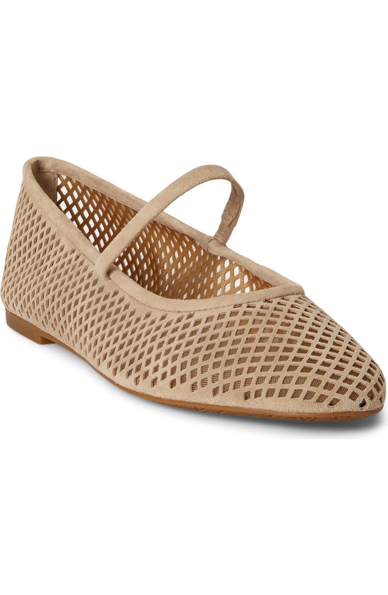 Ralph Lauren Jayna Perforated Mary Jane Flat, Main, color, Tan