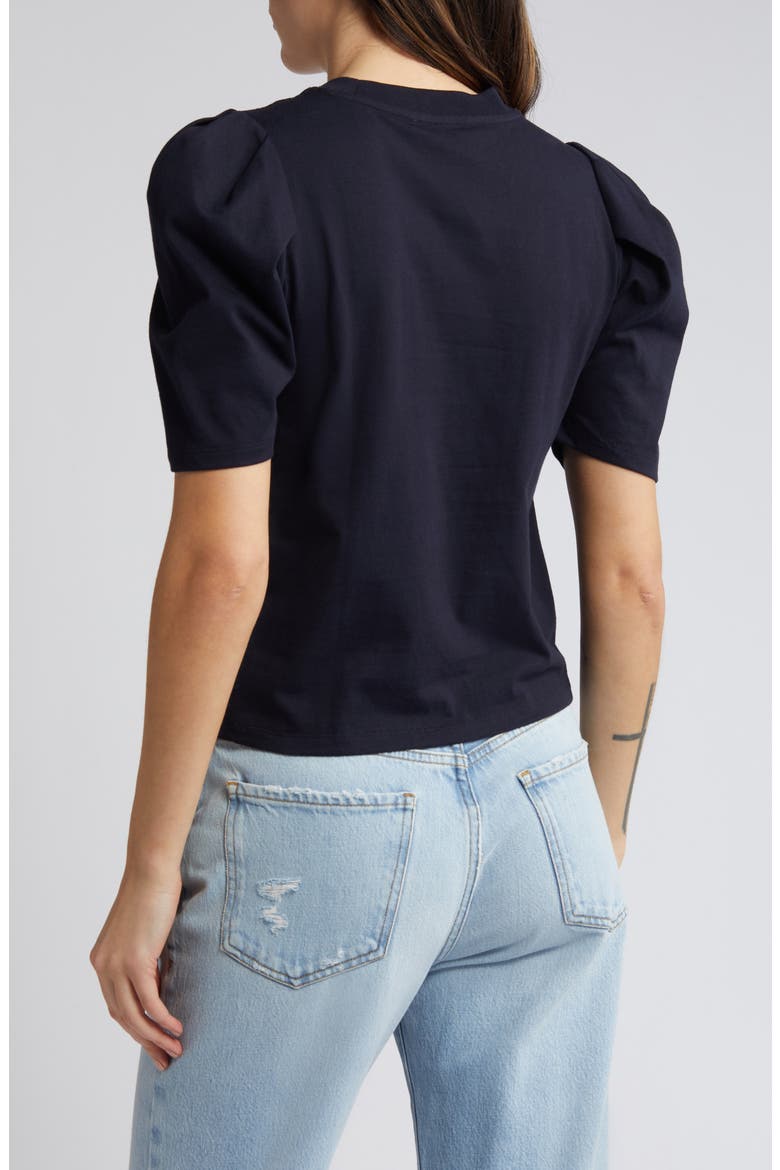 Draped Short Sleeve Organic Cotton T-Shirt, Alternate, color, NAVY