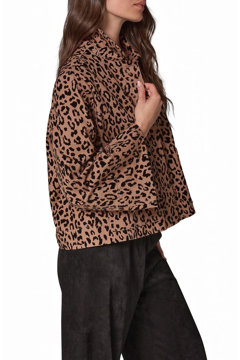 Flocked Leopard Print Trapeze Jacket, Alternate, color, CAMEL COMBO