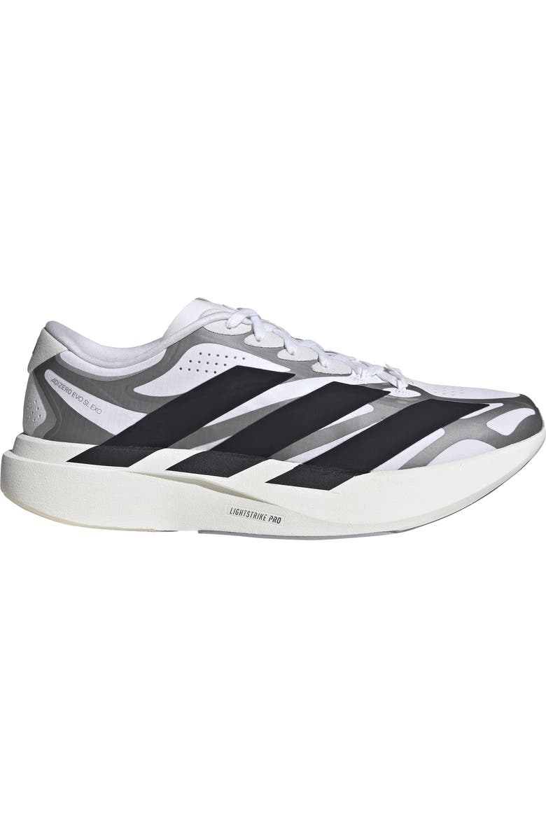 adidas Adizero Evo SL EXO Running Shoe, Alternate, color, White/ Core Black/ Iron Met
