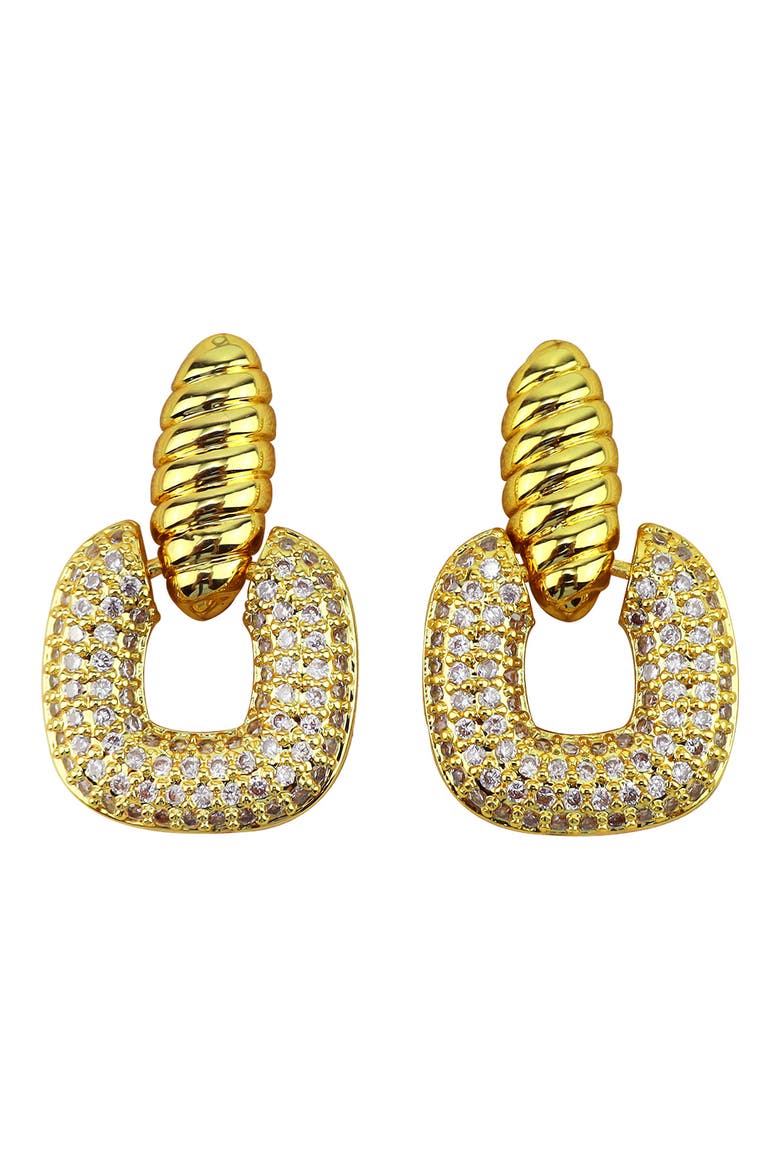 Pavé Square Knocker Earrings, Main, color, GOLD