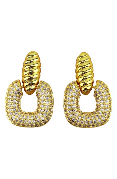 Pavé Square Knocker Earrings