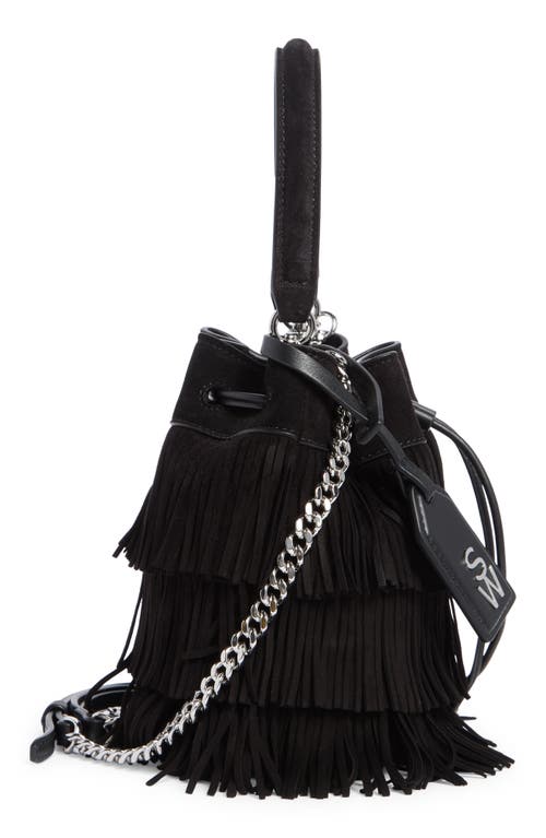 Stuart Weitzman Mini Rae Fringe Bucket Bag In Black
