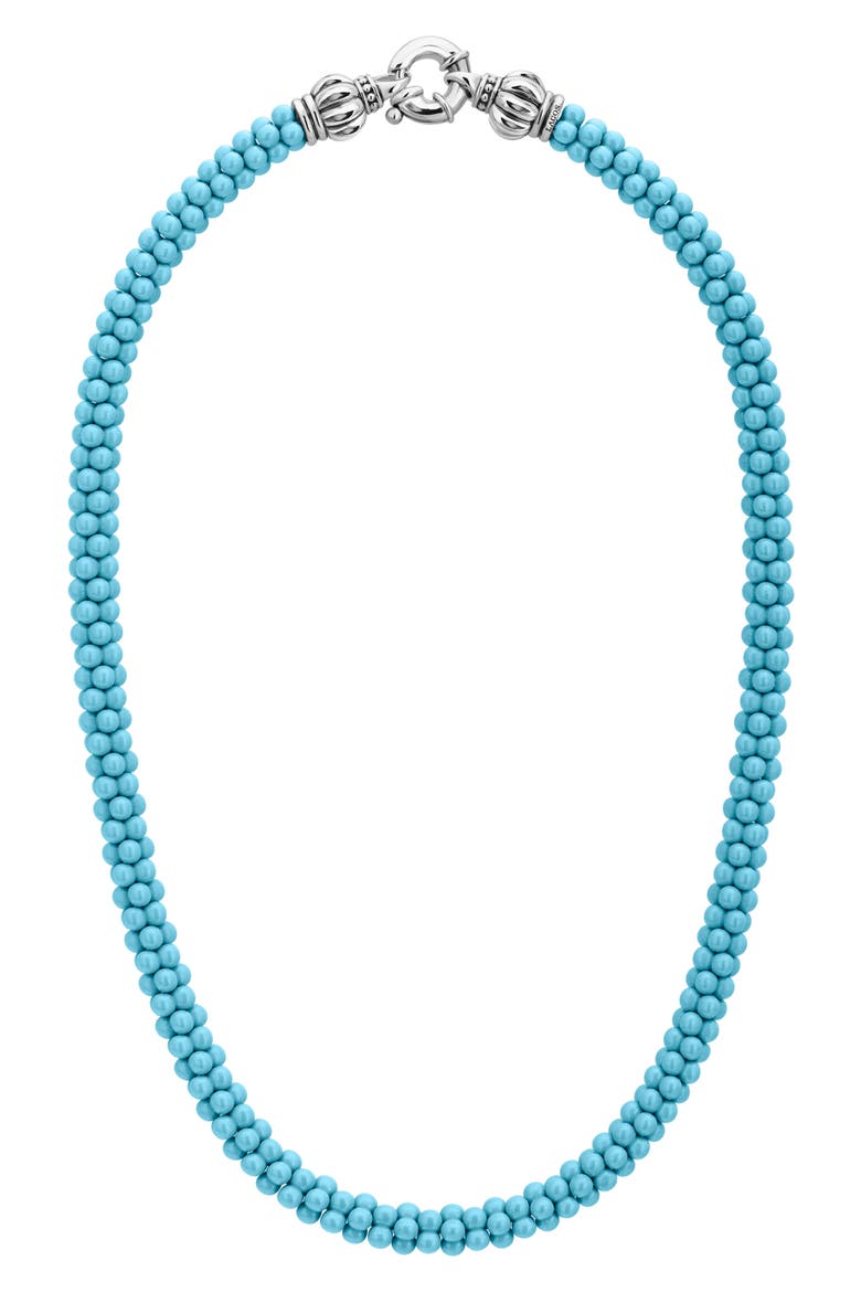 Blue Caviar Ceramic Rope Necklace, Main, color, SILVER/ TURQUOISE
