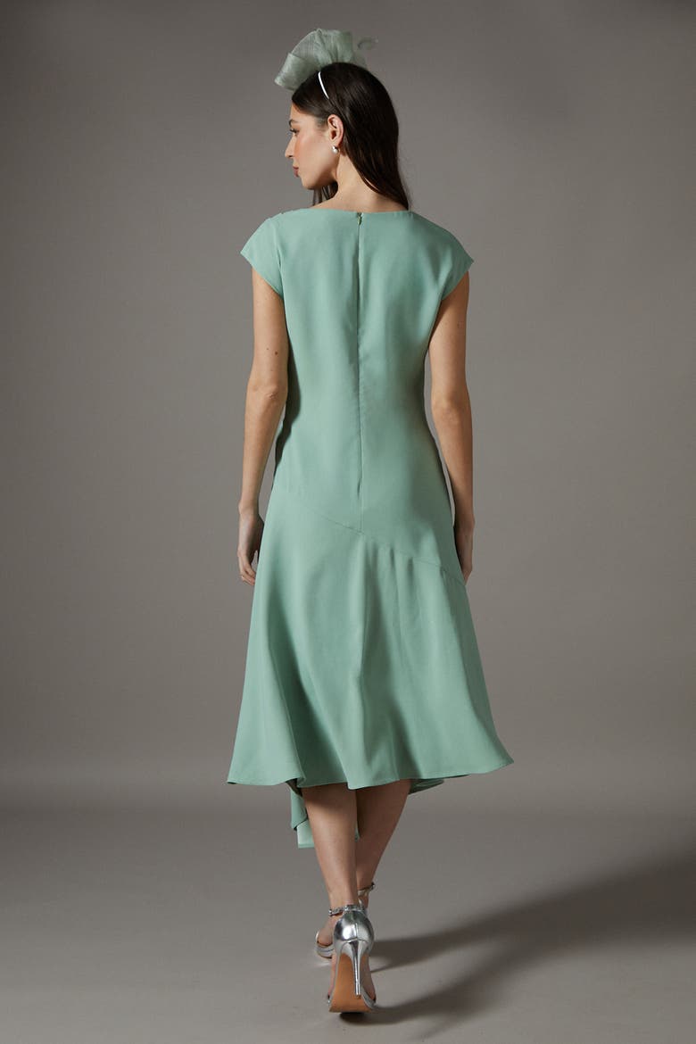 Drape Side Cap Sleeve Midi Dress, Alternate, color, Sage