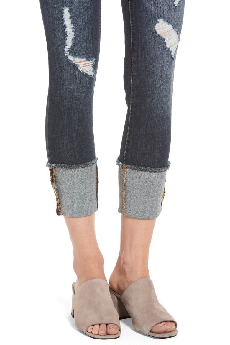 Distressed Roll Cuff Jeans, Alternate, color, HAZEL