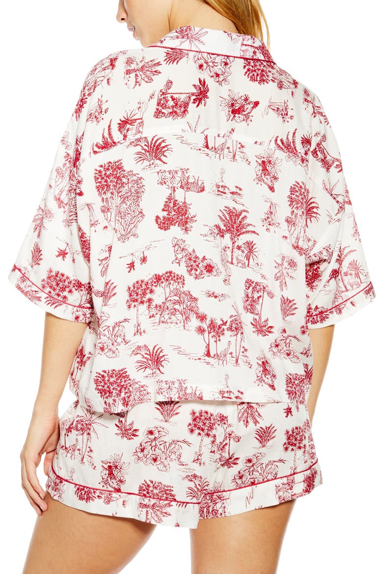 Jungle Print Short Pajamas, Alternate, color, IVORY MULTI
