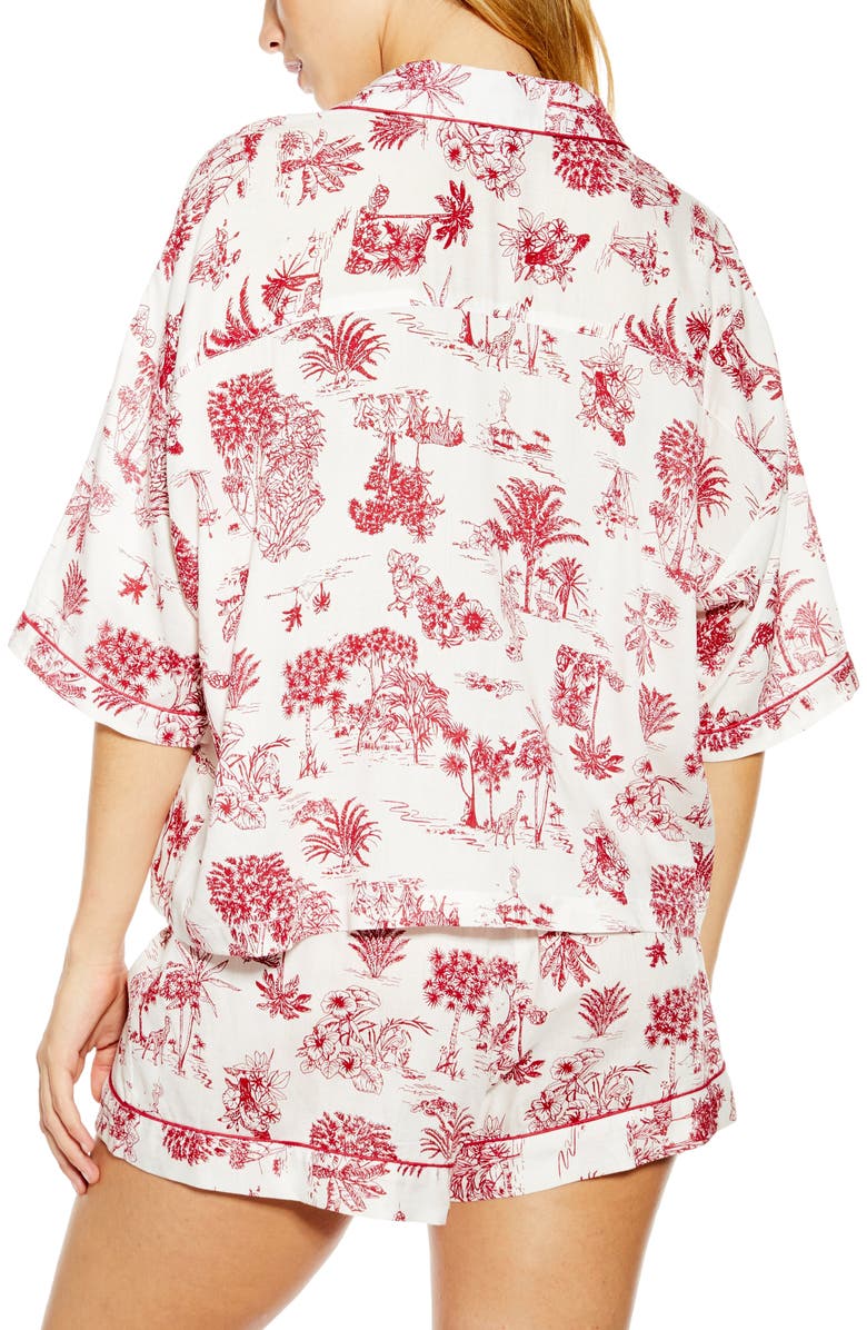 Topshop Jungle Print Short Pajamas, Alternate, color,