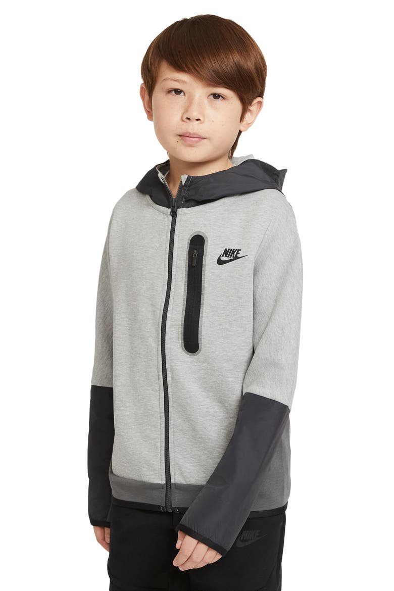 Sportswear Kids' Tech Fleece Zip Hoodie, Alternate, color, DK GREY HEATHER/IRON GREY