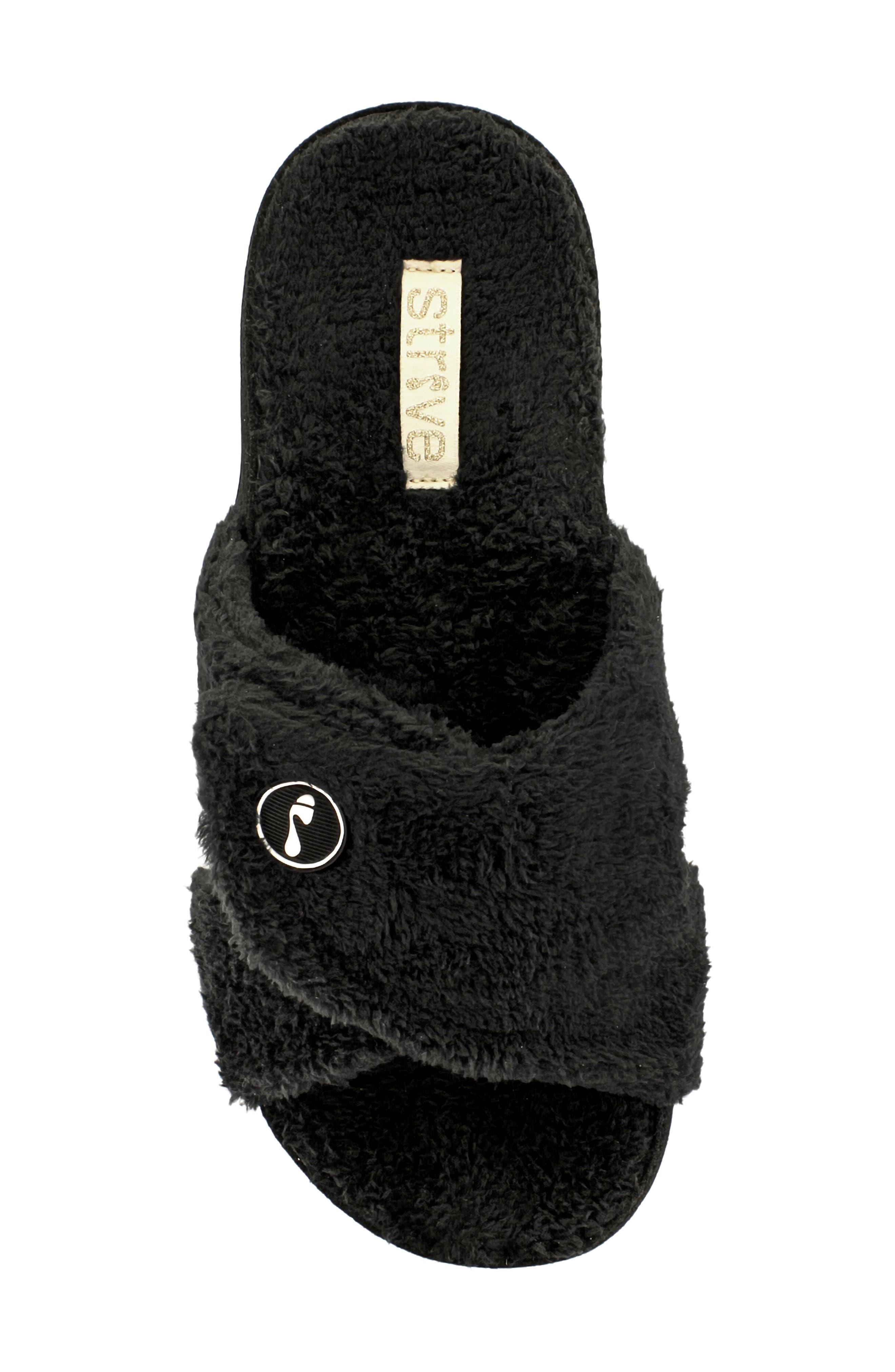 STRIVE Zoey Faux Fur Slipper, Alternate, color, Black