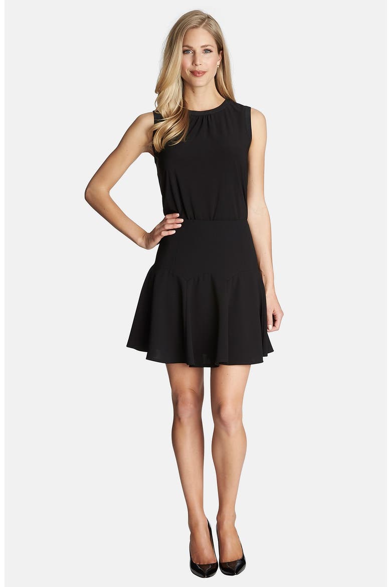 by Cynthia Steffe Stretch Crepe Flounce Skirt, Alternate, color, RICH BLACK