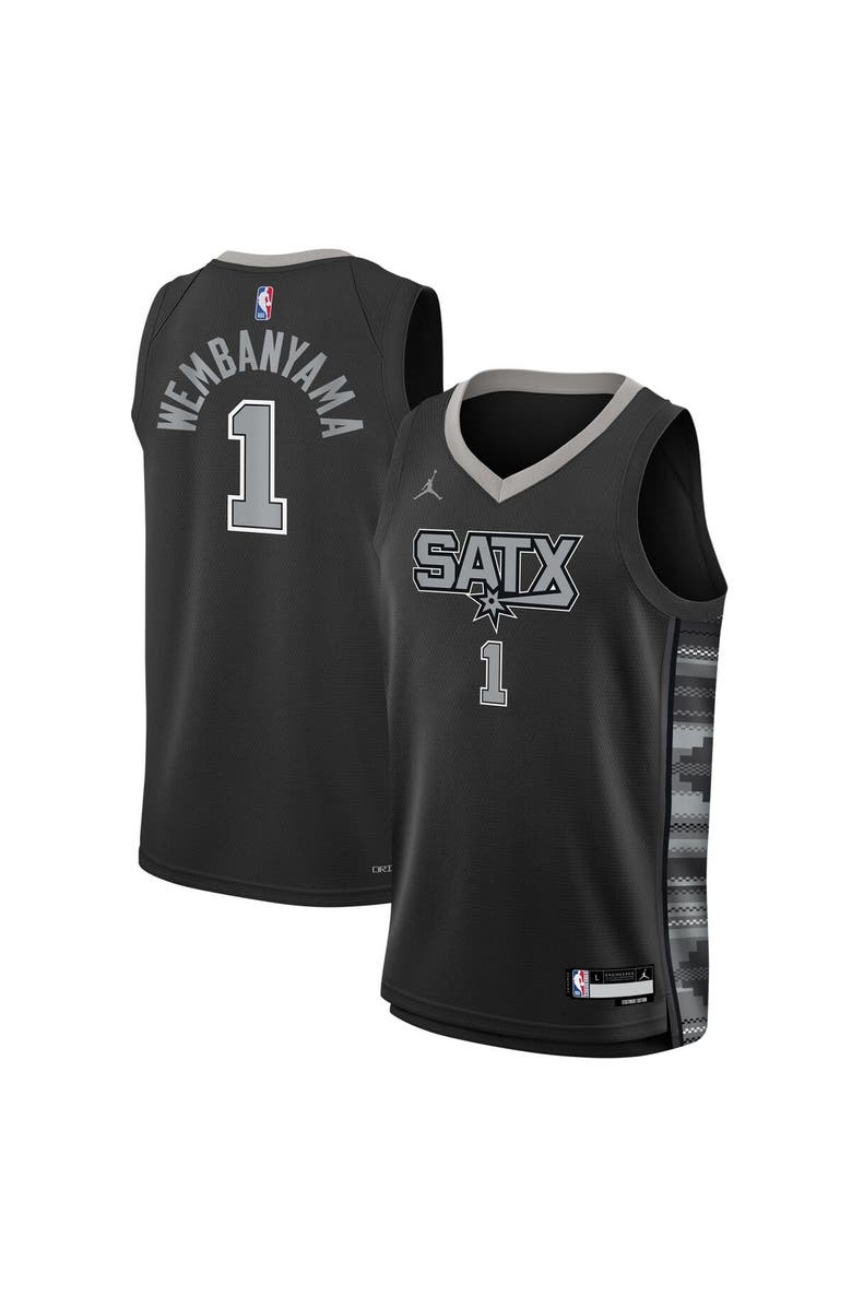 Jordan Brand Youth Jordan Brand Victor Wembanyama Black San Antonio Spurs Swingman Jersey - Statement Edition, Alternate, color, Black