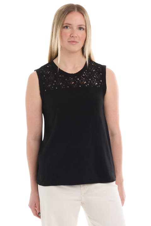 Shell with Lace Yoke Top