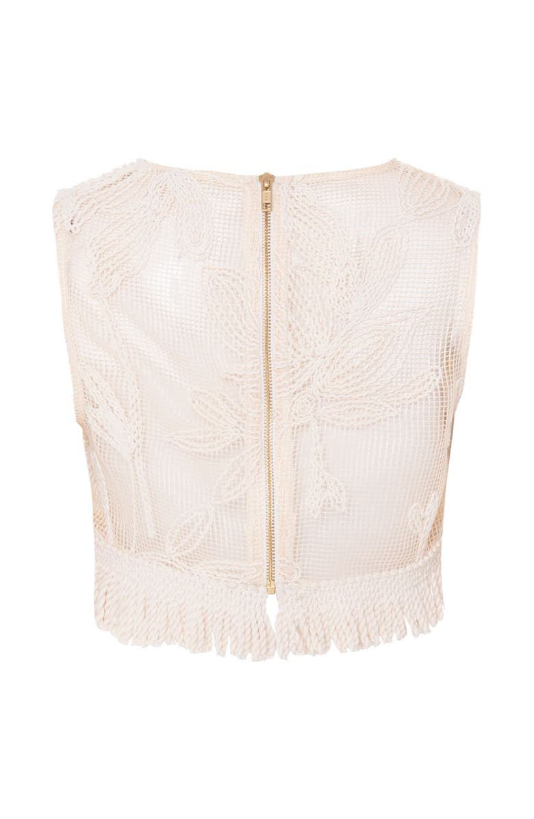 PatBO Joy Lace Fringe Top, Main, color, Off White