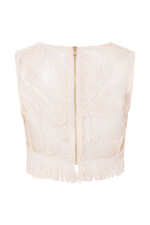 Patbo Joy Lace Fringe Top In Gold