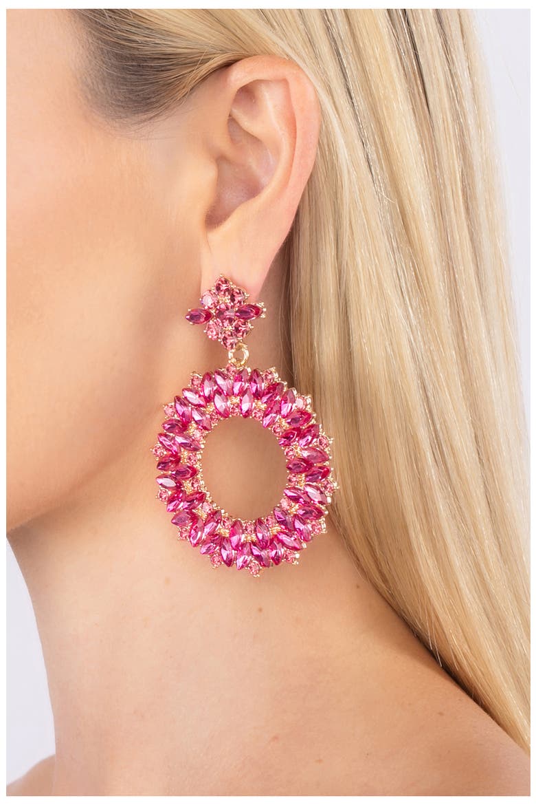 Stephanie Hot Pink Loop Drop Earrings, Alternate, color, PINK