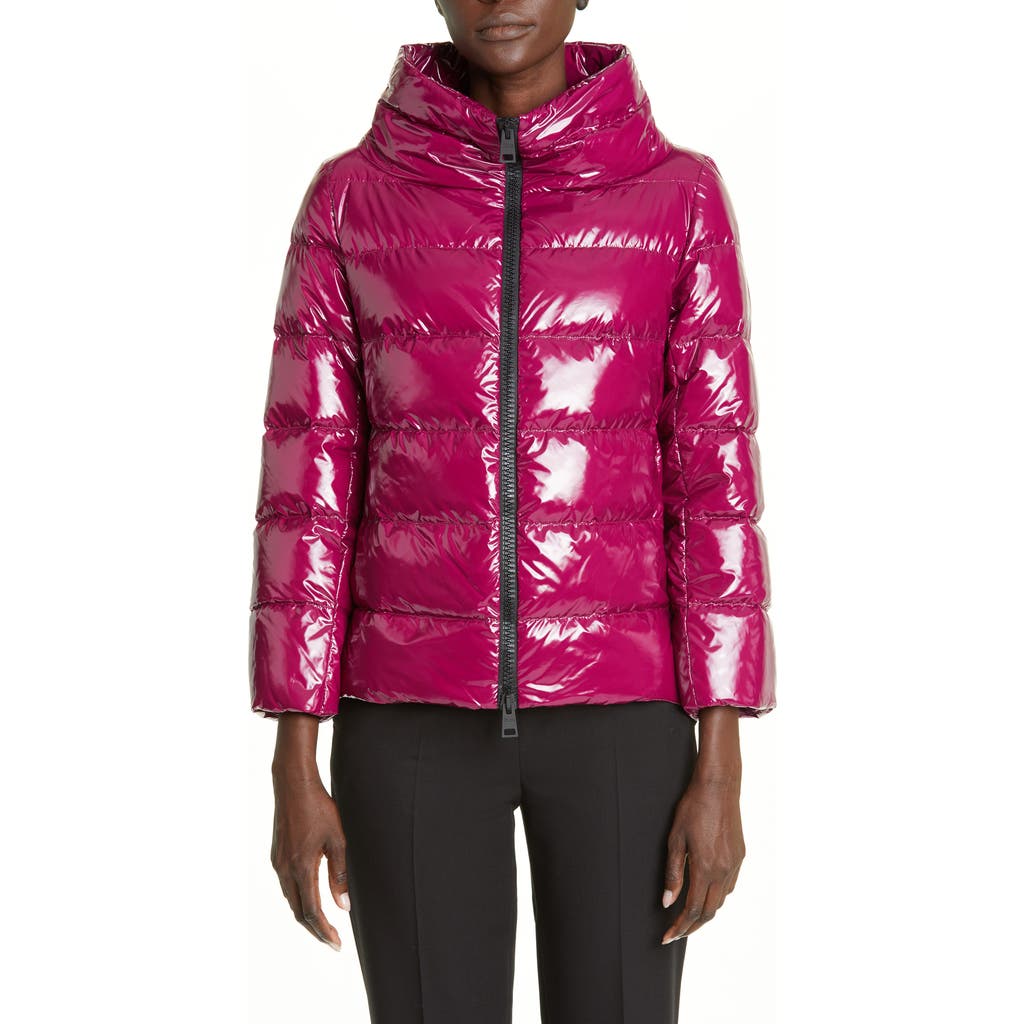 Herno Lacquered Nylon Down Puffer Jacket In Pink