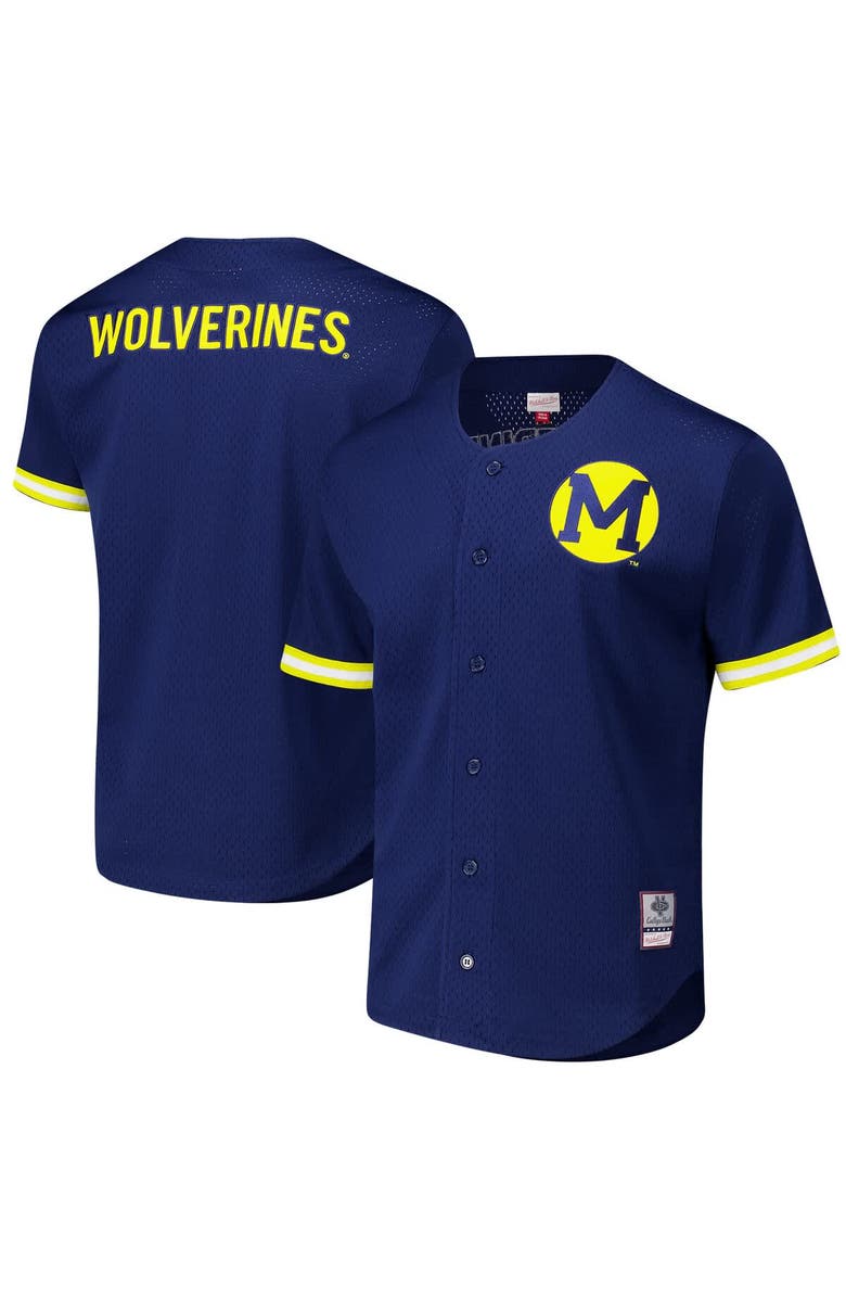 Mitchell & Ness Men's Mitchell & Ness Navy Michigan Wolverines Game Time Vintage Mesh Button Front Top, Alternate, color, Navy