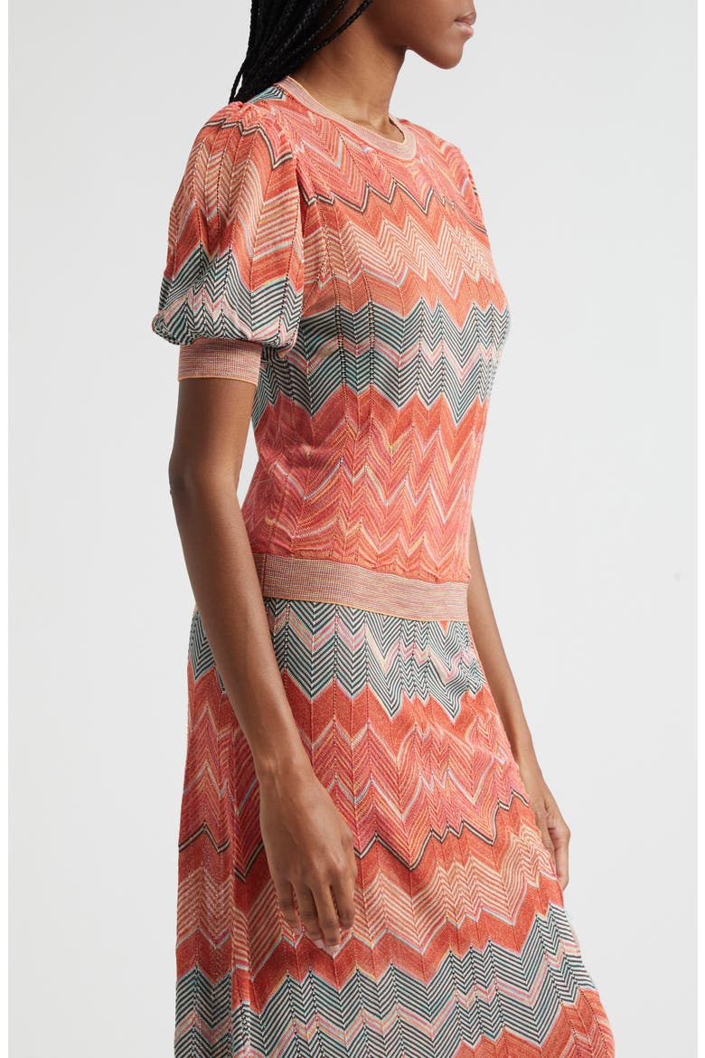 Priscilla Chevron Puff Sleeve Knit Crop Top, Alternate, color, SUNRISE