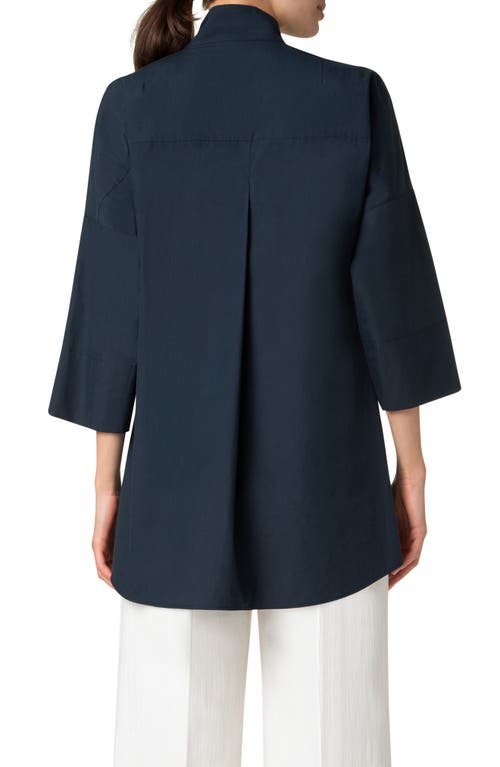 Akris Punto Marine Knot Cotton Tunic Top In Navy